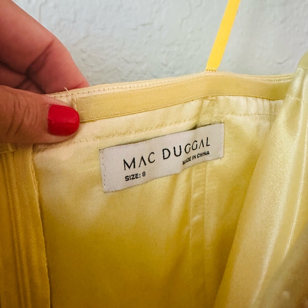 Mac Duggal Lemon Gown with Sparkling Accents - Picture 5 of 11